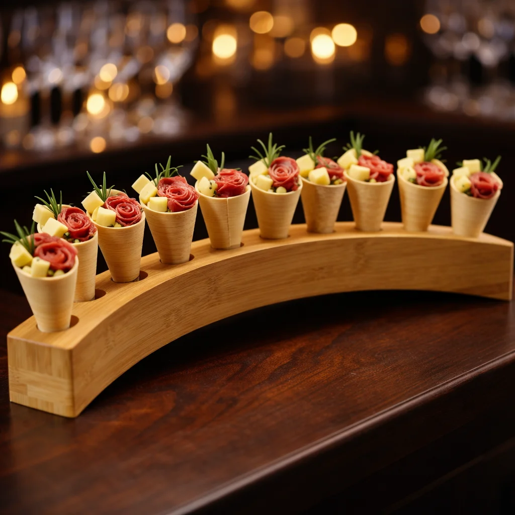 Curved Natural Bamboo Cone Stand – 12 Slots