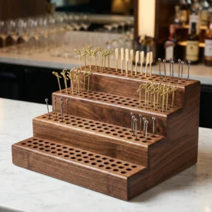 Natural Wood Pick Stand – Step Design (180 Holes)